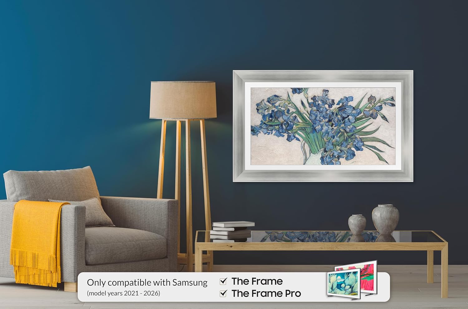 Frame My TV Deco TV Frames - Brushed Stainless Smart Frame Compatible ONLY with Samsung The Frame TV and Pro (55', Fits 2021-2025 Frame TV)