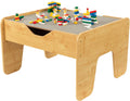 KidKraft Reversible Wooden Activity Table with Board with 195 Building Bricks – Gray & Natural, Gift for Ages 3+