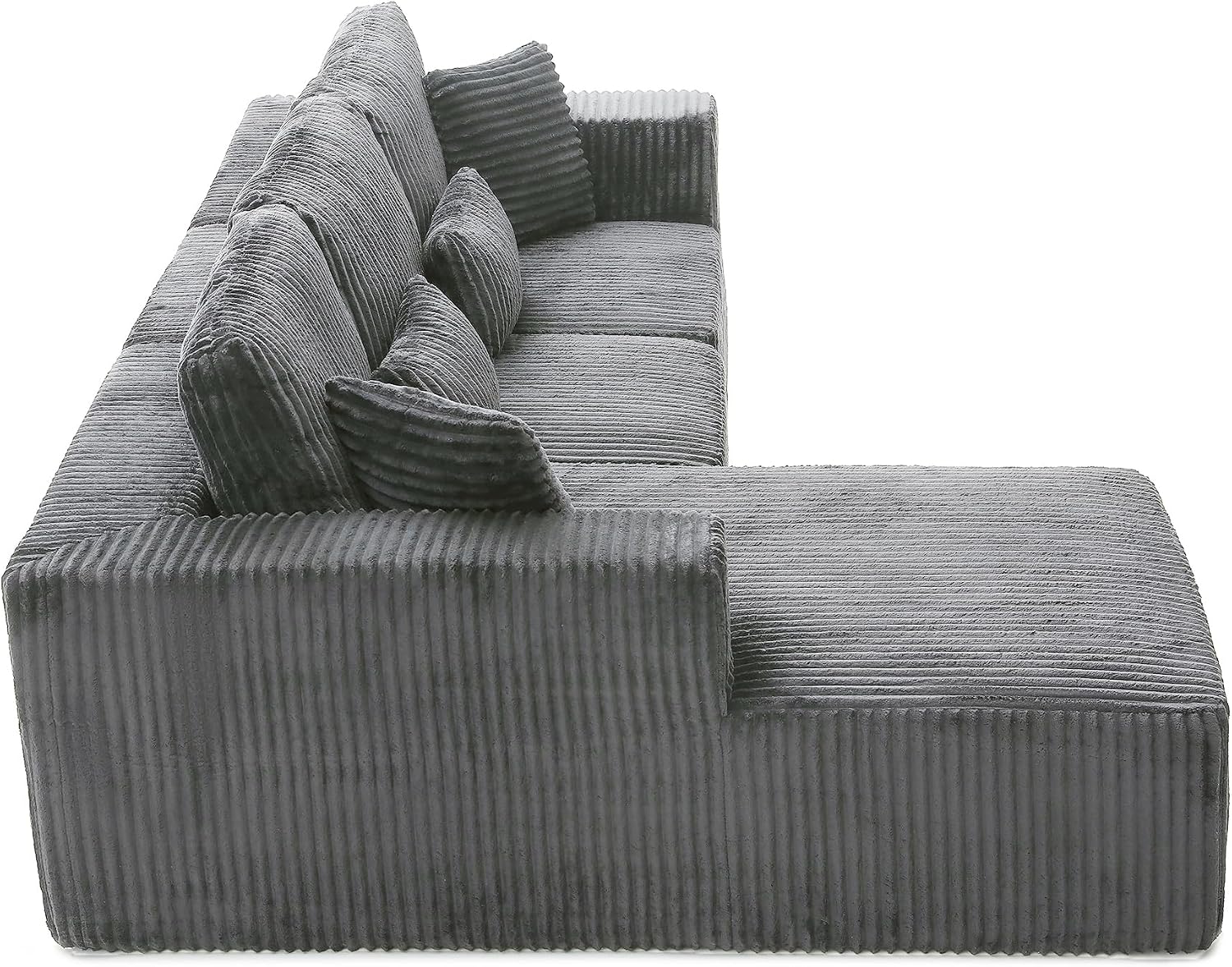108' Boneless Couches for Living Room, L Shaped Comfy Cloud Modular Sectional Memory Foam Deep Seat Boneless Couch, No Assembly Required Sofa for Living Room with Left Facing Chaise, Dark Grey