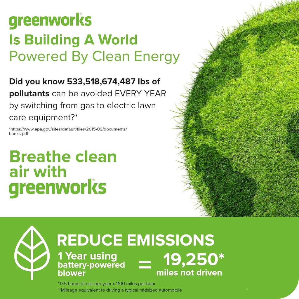 Greenworks 40V (730 CFM / 190 MPH) Cordless Leaf Blower with High Power Brushless Motor, Lightweight Backyard Cleaner for Fast Debris Removal, Includes 5.0Ah Battery & 5A Rapid Charger
