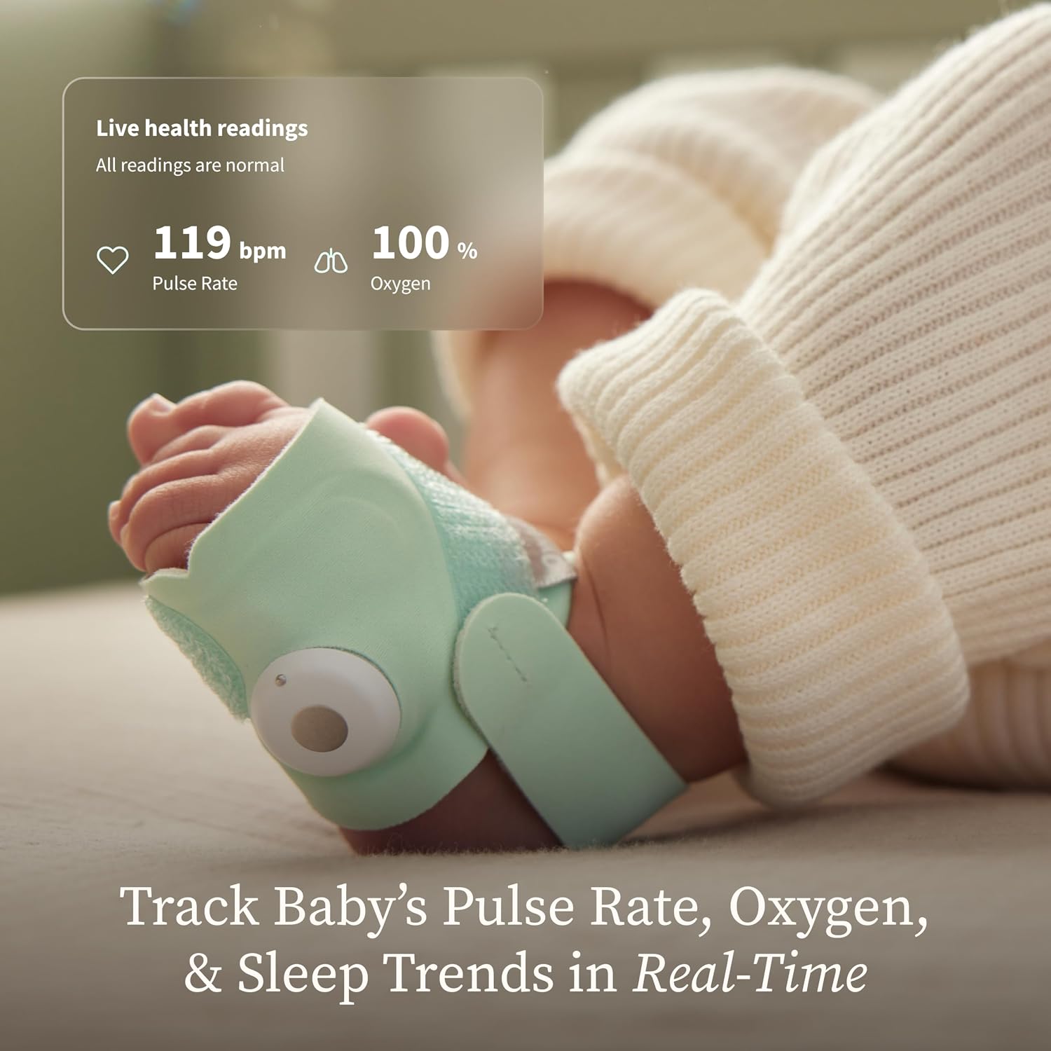Owlet Dream Duo (Gen 3) Smart Baby Monitor All-in-One Bundle - 2K HD Video Baby Monitor with Alerts & Owlet Dream Sock Tracks Baby's Oxygen, Heart Rate & Sleep | Health Insights via App