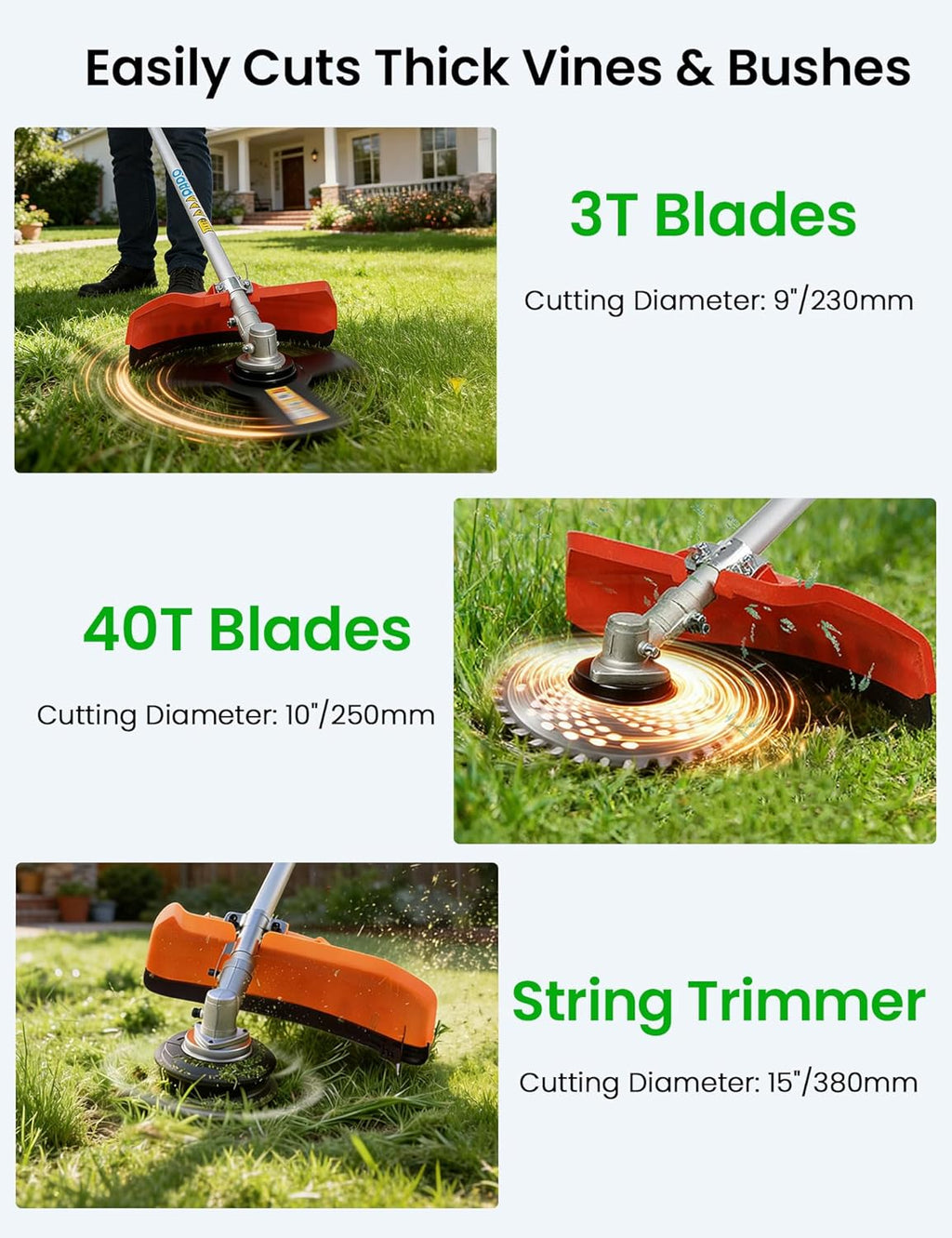 5 in 1 Weed Eater Gas Powered - 52CC 2-Stroke Gas Hedge Trimming Tools, Weed Wacker, String Trimmer, Brush Cutter, Edger, Pole Saw Pruner with Extension Pole with EPA & CE-MD Certification