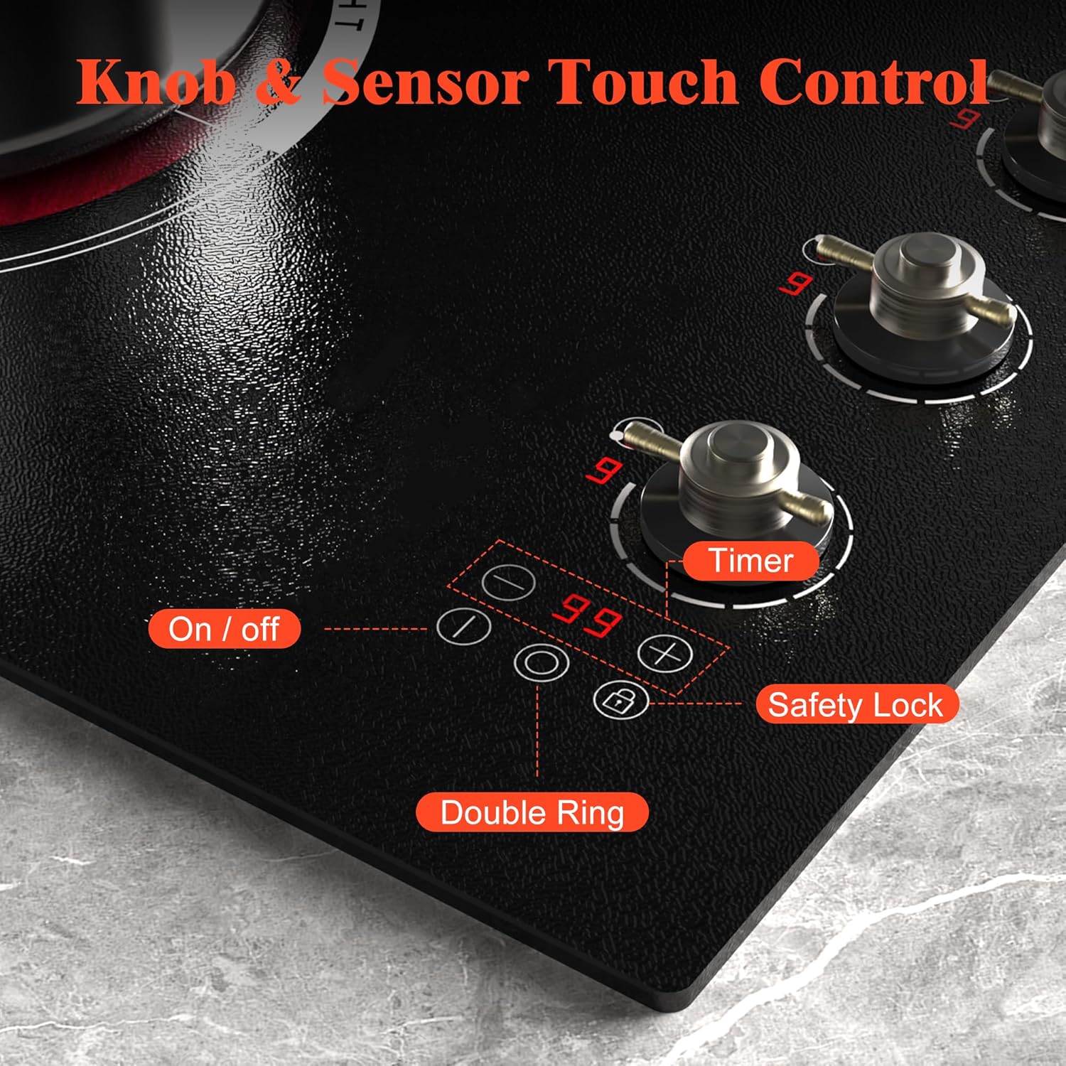 30 Inch Electric Cooktop - 4 Burner Built-in(29.13'x19.3') Ceramic Stove Top 6700W, 240V Electric Cooktop 30' Touch and Knob Control, Child Lock, Dual Ring, 99 Mins Timer, 220V Hard Wired