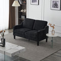 VINGLI Mid-Century Modern Loveseat Sofa Couch, Living Room 53' Love Seat 2 Seater Upholstered Comfy Couches with Scooped Armrest for Small Spaces, Dorm, Bedroom, Apartment, Office (Black)