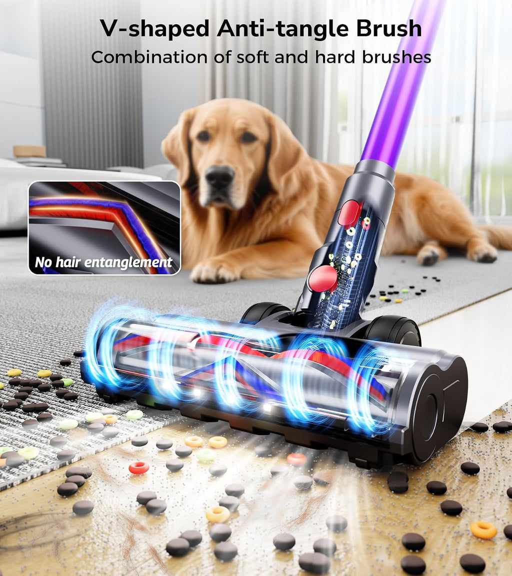 Cordless Vacuum Cleaner, 600W 50Kpa 70 Mins Vacuum Cleaners for Home, Self-Standing Stick Vacuum with LED Display, Wall Dock, Anti-Tangle Wireless Vacuum for Pet Hair Carpet Hardwood Floor