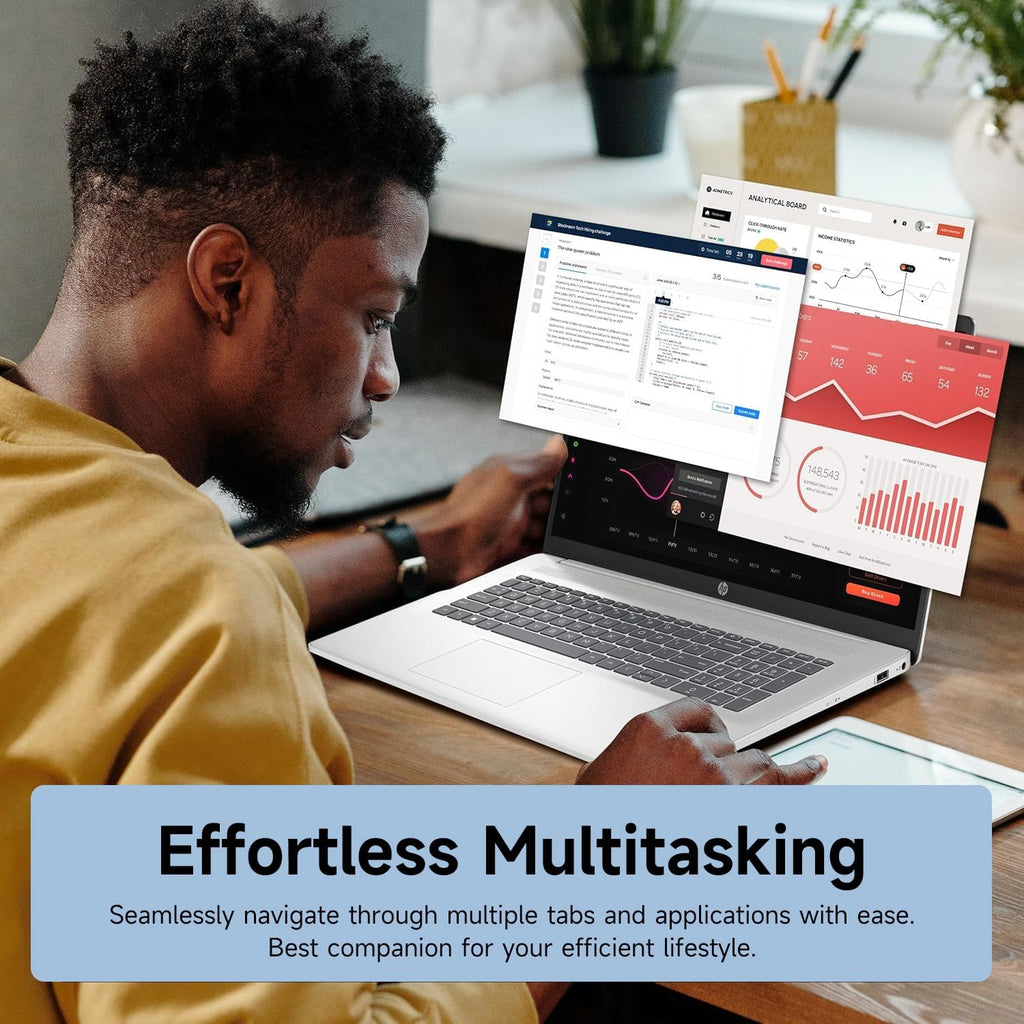 HP 17.3' Laptop for Home, Students, Business, Lifetime Office 365 for The Web, 17.3' Touchscreen, 8-Cores Intel CPU, w/Copilot, 16GB RAM, 128GB eMMC + 1TB PCIe, Camera Privacy Shutter, Win11 Pro