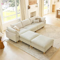 CHITA 127' Super Large Sectional Couches for Living Room, Modular Cloud Couch Sectional Sofa, Premium Fabric Couches, Down Filled, High Density Foam, Chenille in Cream, 5 Seat U Shaped