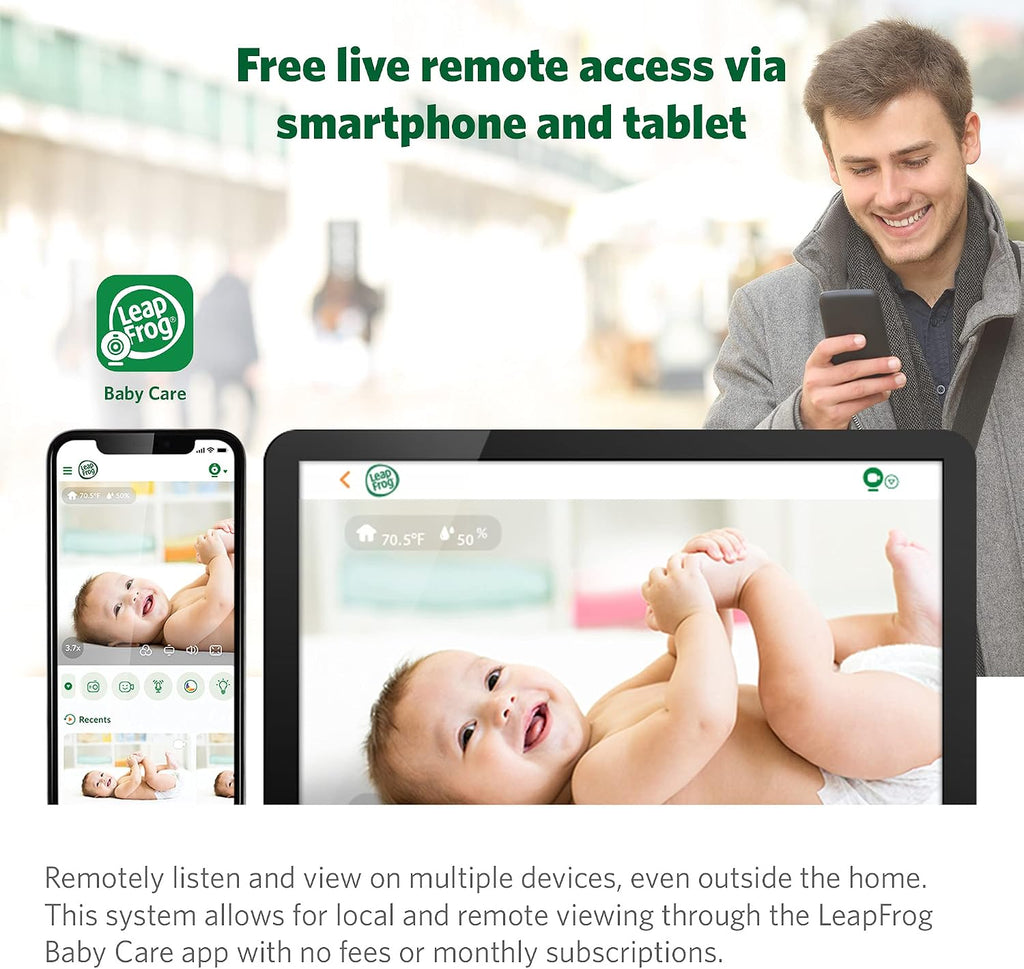 LeapFrog LF930HD Baby Monitor, 7' 720p HD Display,Video Baby Monitor with Camera and Audio, 1080p Smart Remote Access,360° Pan & Tilt,Color Night Light &Vision, Two-Way Intercom