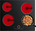 4 Burner Electric Cooktop, 24 Inch Built-in Electric Stove Top, 220-240v Radiant Cooktop with Child Lock, Touch Control, Residual Heat Indicator, Overheat Protection, Hard Wire (No Plug)