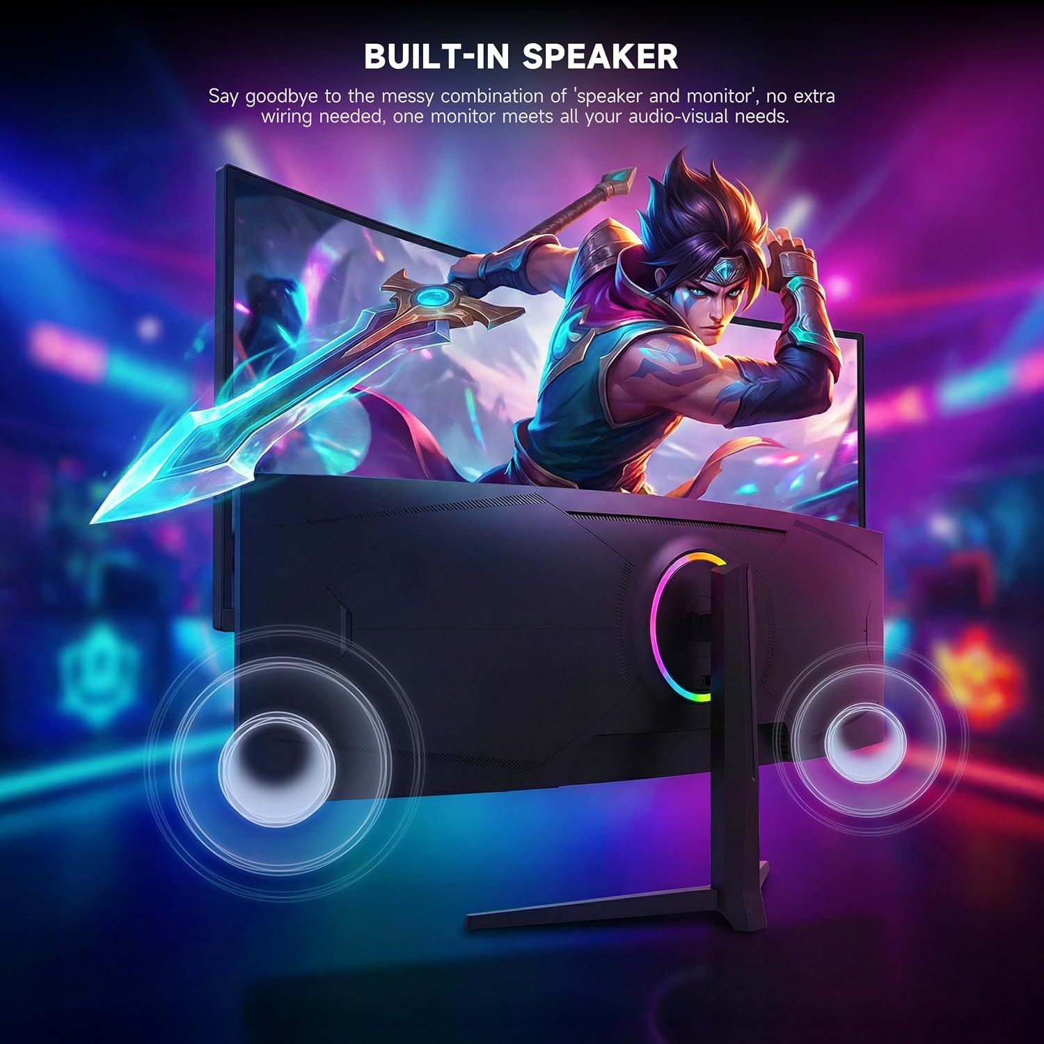 Gawfolk 49 Inch Curved Gaming Monitor 120hz,1500R PC Monitor Built-in Speakers, DQHD 5120x1440 Computer Screen for Home Office Business, DP, HDMI, Support Wall Mount 100x100mm