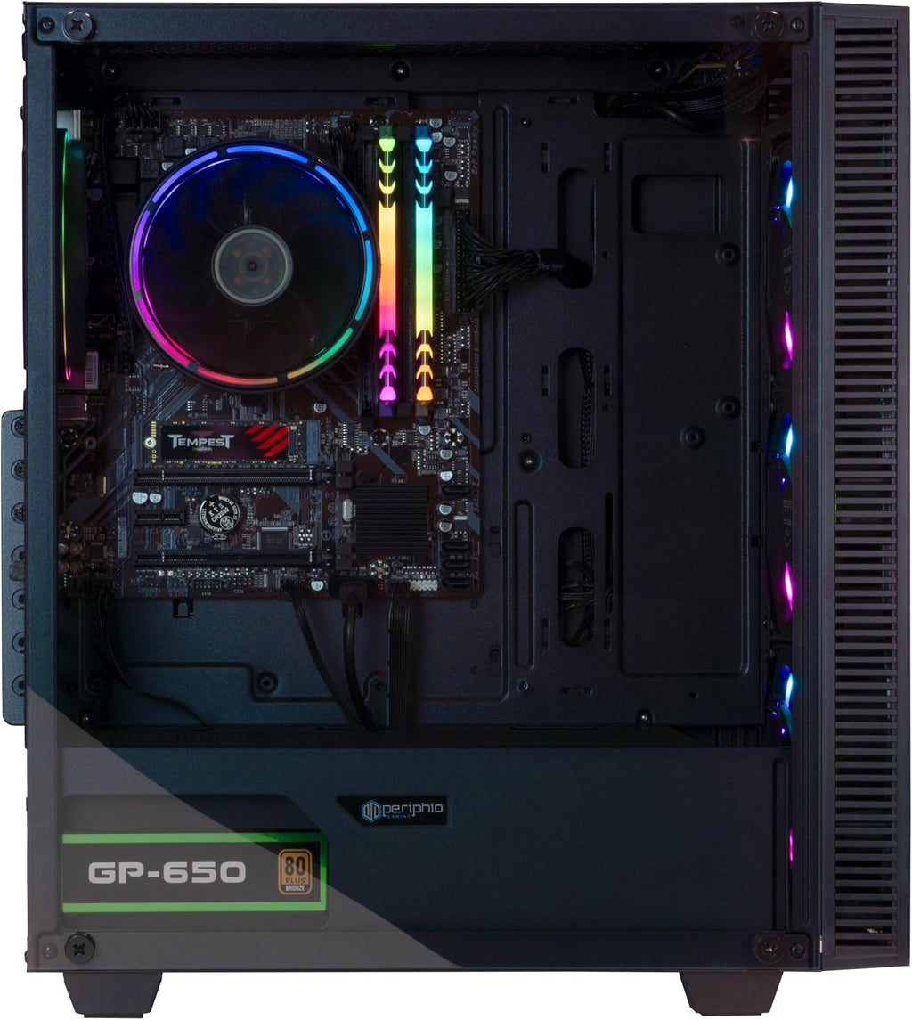 Periphio Terra Gaming PC, AMD Ryzen 5 5600GT up to 4.6 GHz with Radeon Vega 7 Graphics, 16GB RAM, 1TB NVMe SSD, WiFi, Windows 11 Desktop Computer, Black, 1080p PC Gaming, RGB Keyboard + Mouse Bundle