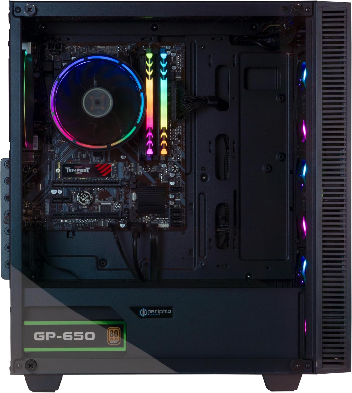 Periphio Terra Gaming PC, AMD Ryzen 5 5600GT up to 4.6 GHz with Radeon Vega 7 Graphics, 16GB RAM, 1TB NVMe SSD, WiFi, Windows 11 Desktop Computer, Black, 1080p PC Gaming, RGB Keyboard + Mouse Bundle