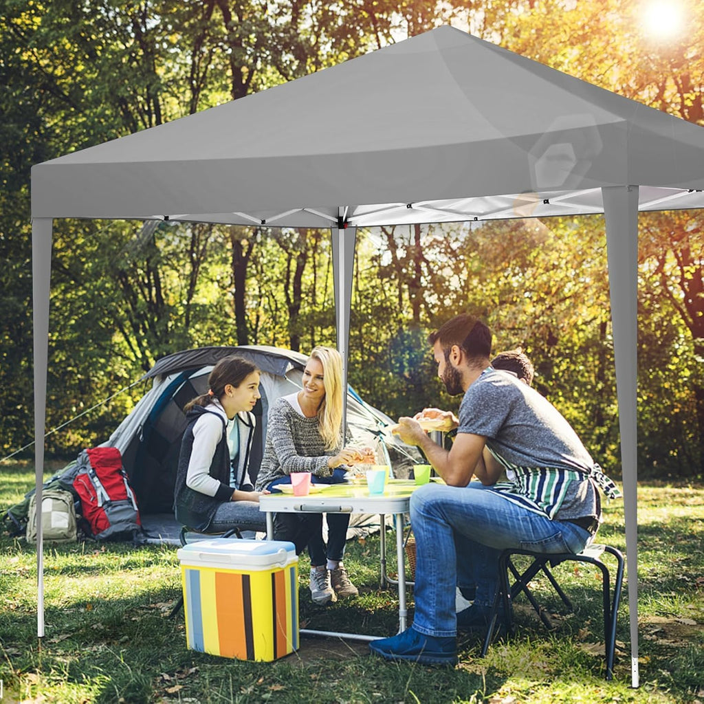 COBIZI 10x10 Pop up Canopy Tent, 10 by 10 Easy Setup Pop up Gazebo with 4 Sidewalls & Center Lock, Small Portable Instant Waterproof Outdoor Tent Canopy for Patio Backyard Vendor Event Sports (Gray)