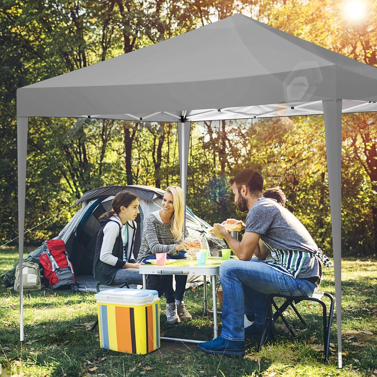 COBIZI 10x10 Pop up Canopy Tent, 10 by 10 Easy Setup Pop up Gazebo with 4 Sidewalls & Center Lock, Small Portable Instant Waterproof Outdoor Tent Canopy for Patio Backyard Vendor Event Sports (Gray)