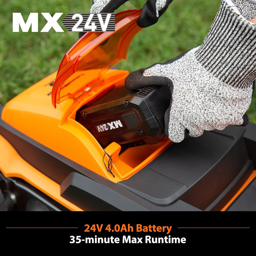 LawnMaster Cordless 24V Max 13-inch Lawn Mower and Cordless Leaf Blower Combo with 2x4.0Ah Batteries and Charger-24VMWBL