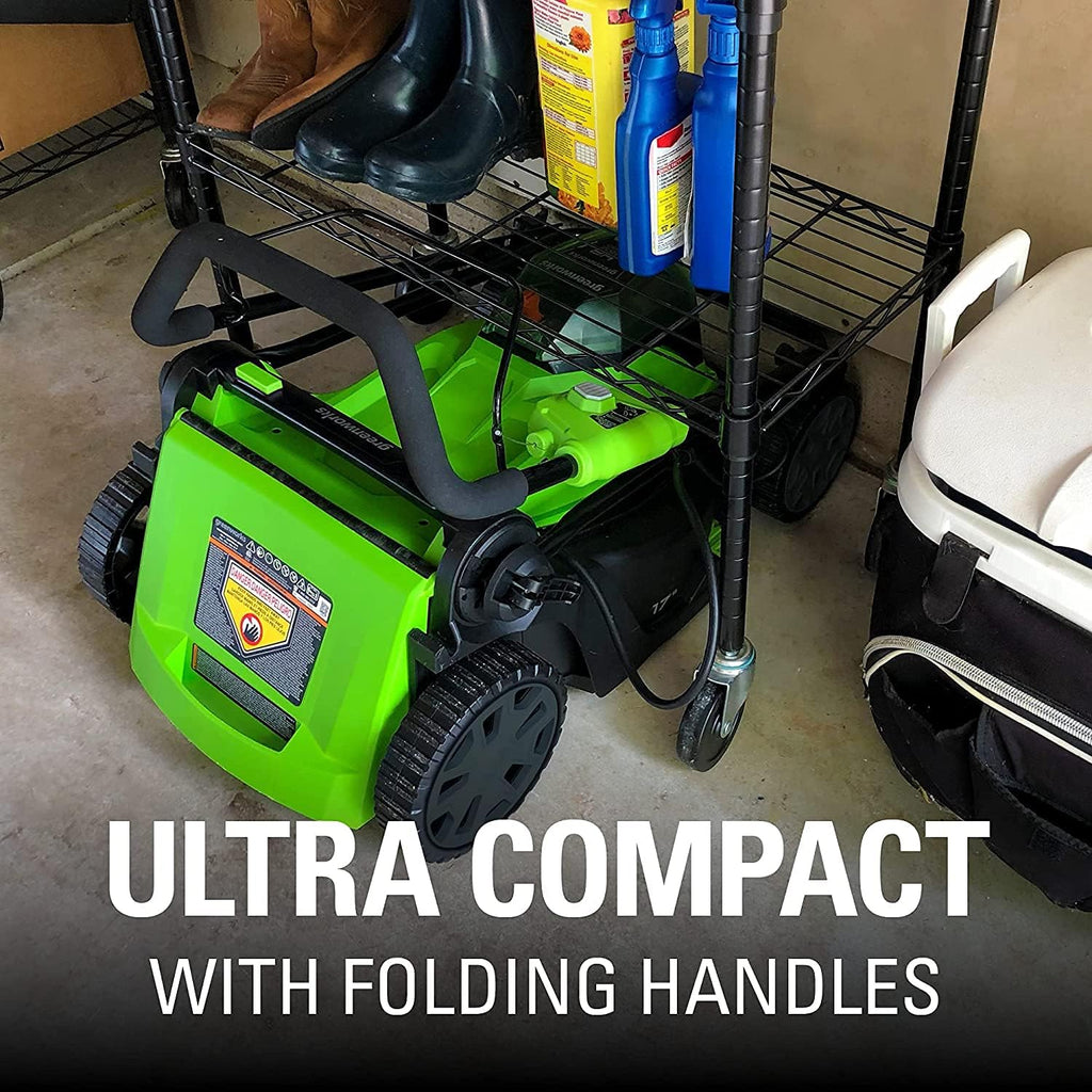 Greenworks 48V (2 x 24V) 17' Brushless Cordless Lawn Mower + 24V Drill / Driver, (2) 4.0Ah USB Batteries (USB Hub) and Dual Port Rapid Charger Included