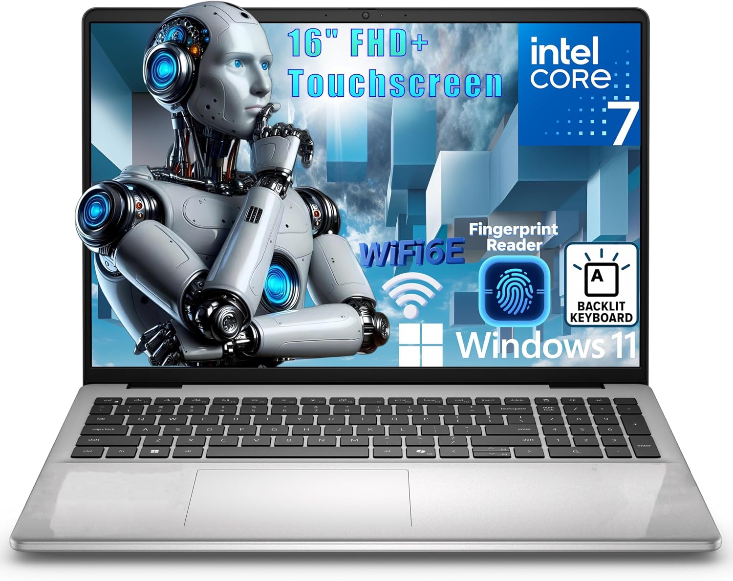 Dell 16 Laptop Computer, Intel Core 7 150U Processor, 16' FHD+ IPS Touchscreen Anti-Glare Display, 32GB DDR5 RAM, 1TB PCIe SSD, WiFi 6E, Bluetooth 5.3, Backlit Keyboard, Windows 11 Home