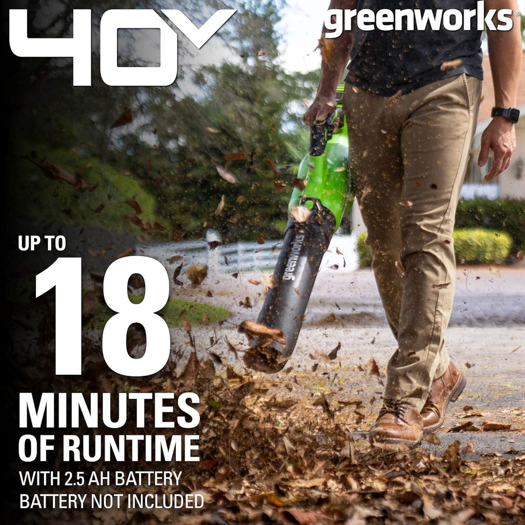 Greenworks 40V 21' Self-Propelled Lawn Mower,Axial Leaf Blower(500 CFM / 120 MPH),13' String Trimmer with 2 Batteries(5Ah+2Ah) & Chargers