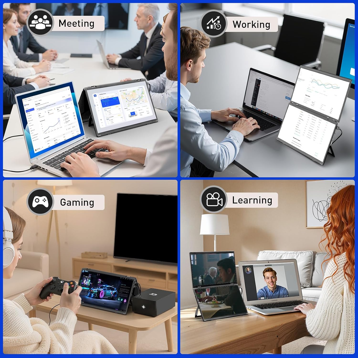 Maxfree M3 Laptop Screen Extender, 1080P FHD 15.6' Portable Dual Monitor with Type-C, HDMI, Plug & Play, VESA Mountable, Folding Dual Monitor for Laptop/PC/Windows/Mac(M1/M2/M3 Chip)/Phone/Ps4/Switch