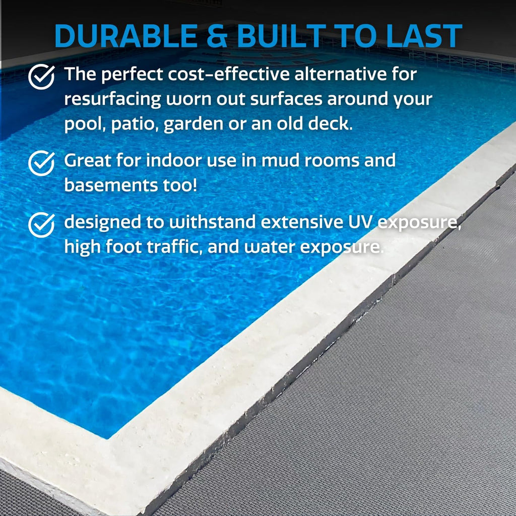 Big Floors DuraGrid Deck Tiles, Interlocking Outdoor Tiles for Patio, Self-Draining, UV-Resistant, Water-Resistant Modular Flooring, Easy Install, 24 Pack, Gray