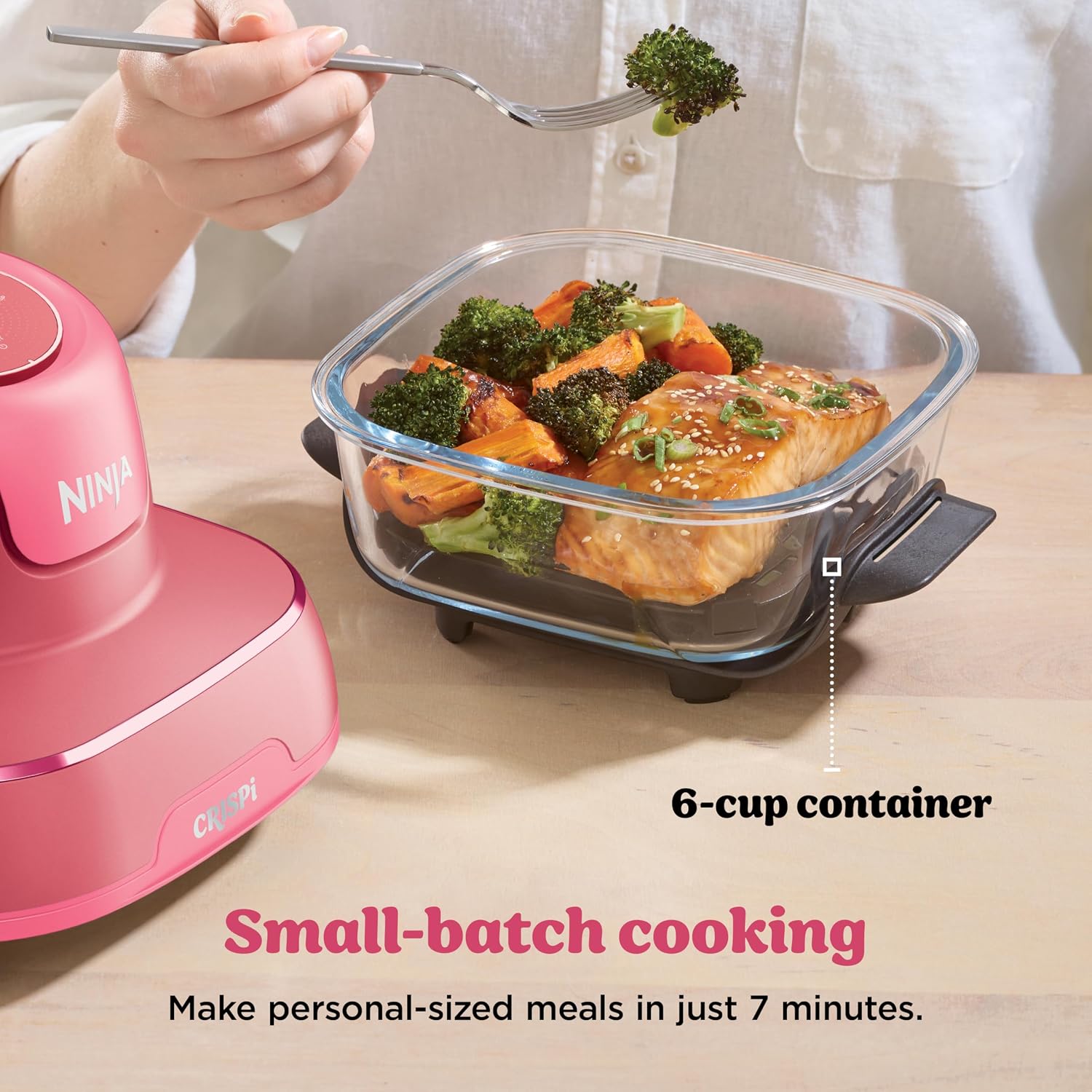 Ninja Crispi 4-in-1 Glass Air Fryer | 450°F | Non-Toxic | 4QT & 6-Cup Glass Containers w/Lids | Microwave, Freezer, Dishwasher Safe | Max Crisp, Air Fry, Bake, Recrisp | Cherry Crush | FN101DR