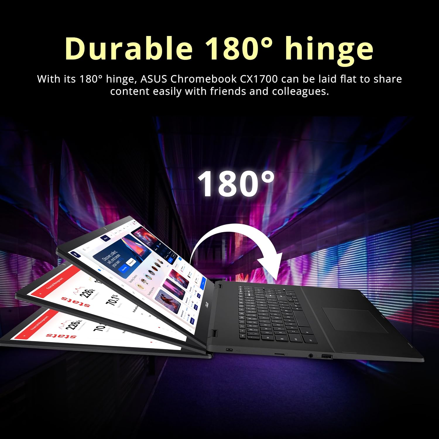 ASUS Chromebook CX1700 17.3' FHD Laptop, Intel Celeron N4500 Processor, 4GB RAM, 128GB eMMC Flash Memory, Intel UHD Graphics, 720P Webcam, Wi-Fi 6, Bluetooth, Chrome OS, Gray (Renewed)