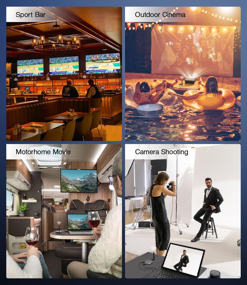 AIMIBO Wireless HDMI Extender Multiple Receivers 1X4, HDMI Wireless Transmitter & Receiver 5G, Stream 1080P@60Hz Video & Audio for Laptop, Cable Box, Camera to Multiple TV, Projector,Monitor 165FT/50M