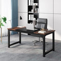 Tribesigns 63' Executive Desk, Large Office Computer Desk with Thicken Frame, Modern Simple Workstation Business Furniture for Home Office, Rustic Brown/Black
