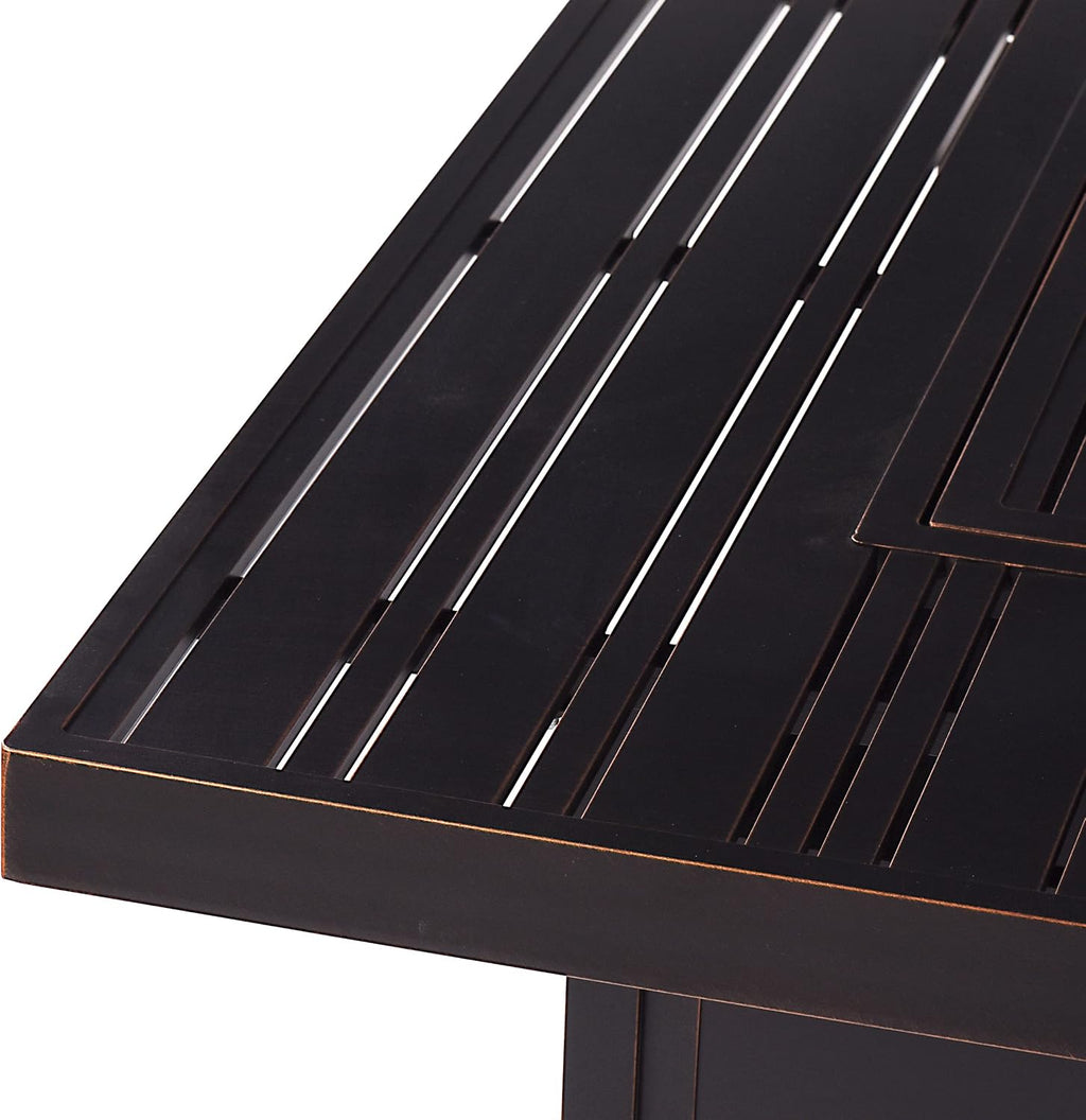 Oakland Living Square 42 in. x 42 in. Aluminum Propane Fire Pit Table with Glass Beads, Two Covers, Lid, 57,000 BTUs in Copper Finish
