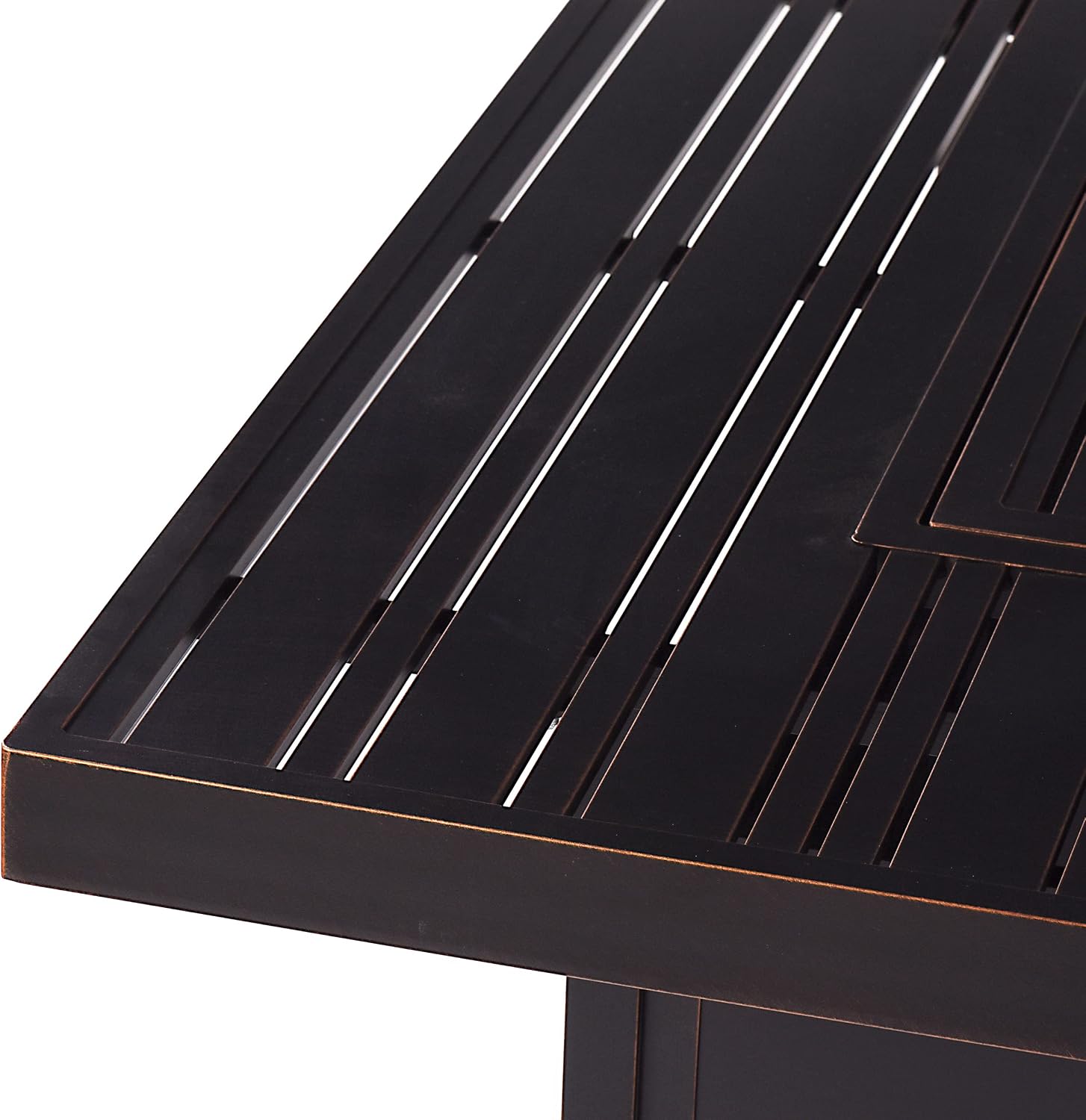 Oakland Living Square 42 in. x 42 in. Aluminum Propane Fire Pit Table with Glass Beads, Two Covers, Lid, 57,000 BTUs in Copper Finish