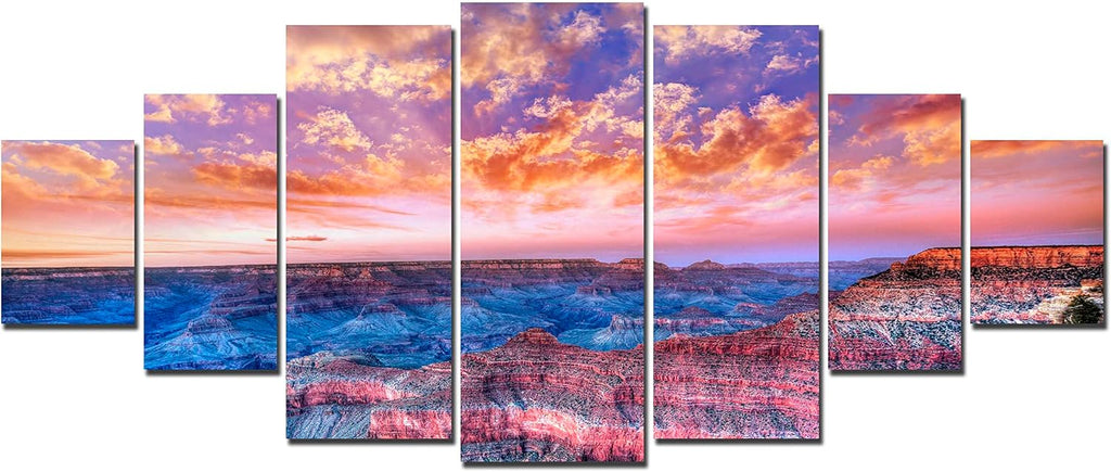 Startonight Huge Canvas Wall Art Grand Canyon View At Sunset - Large Framed Set of 7 40' x 95'