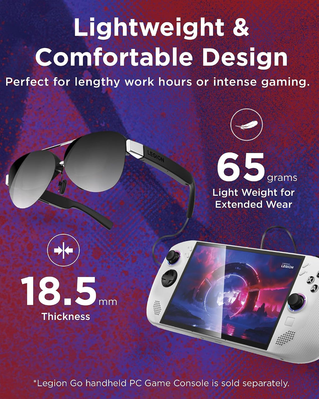 Lenovo Legion Glasses Gen 2 - Micro-OLED Personal Wearable Monitor for Gaming & Movies, FHD 120Hz Plug-and-Play Display for Lenovo Legion Go & USB-C Devices, High-Fidelity Audio & Privacy