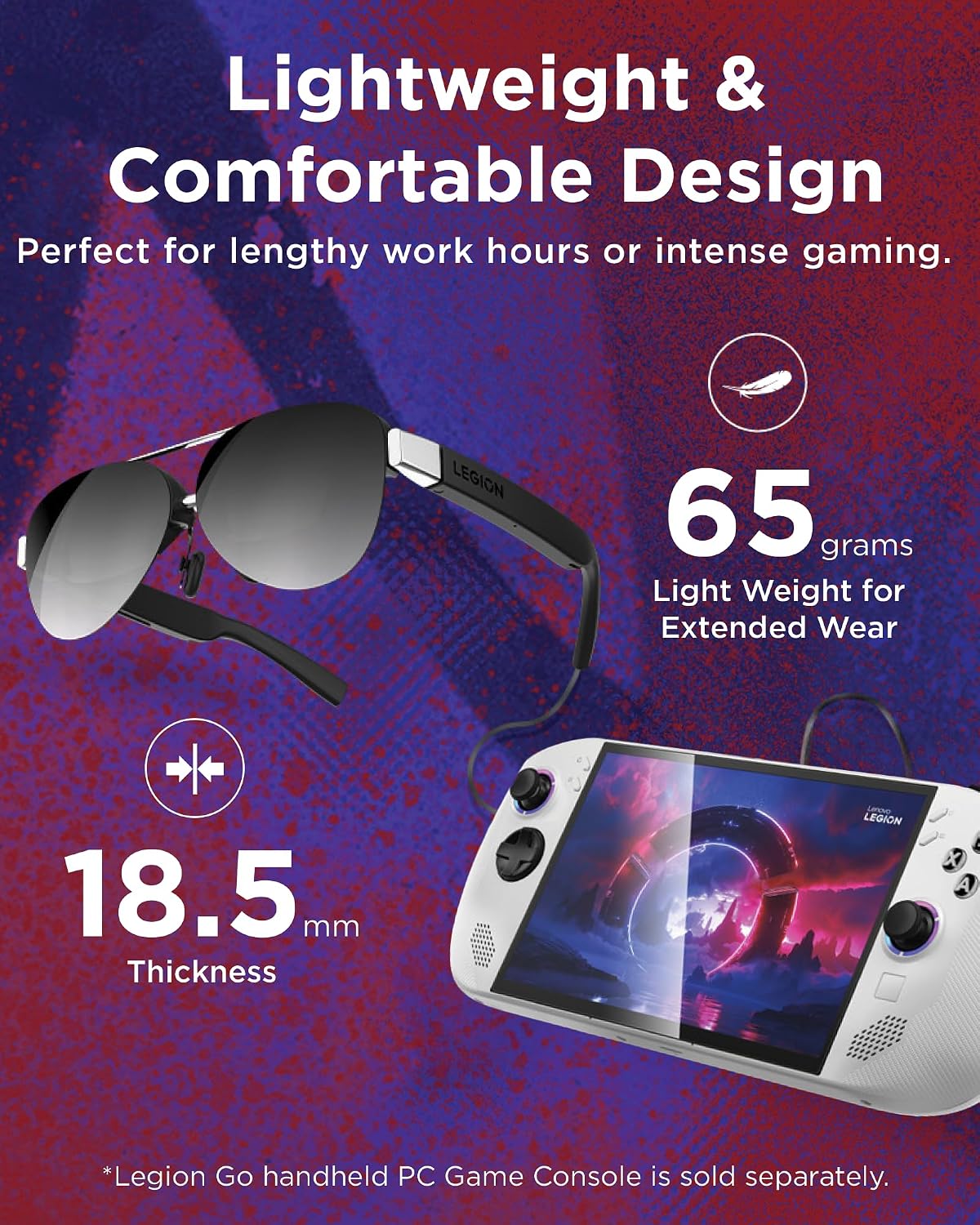 Lenovo Legion Glasses Gen 2 - Micro-OLED Personal Wearable Monitor for Gaming & Movies, FHD 120Hz Plug-and-Play Display for Lenovo Legion Go & USB-C Devices, High-Fidelity Audio & Privacy