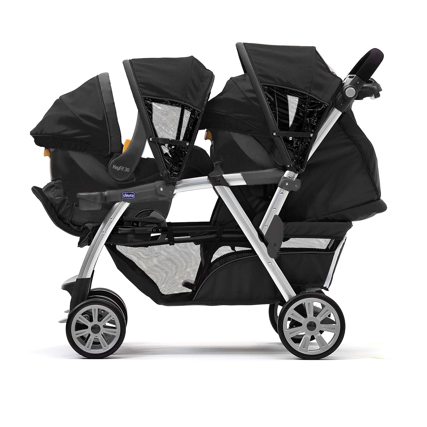 Chicco Cortina Together Double Stroller - Minerale, Black/Silver