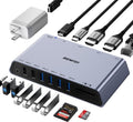 BENFEI DisplayLink 12-in-1 USB 3.0 Universal Docking Station with Dual HDMI Display/6*USB Ports/SD/TF Card Reader/Gigabit Ethernet Network/3.5mm Female Headphone Jack Compatible with Windows and Mac