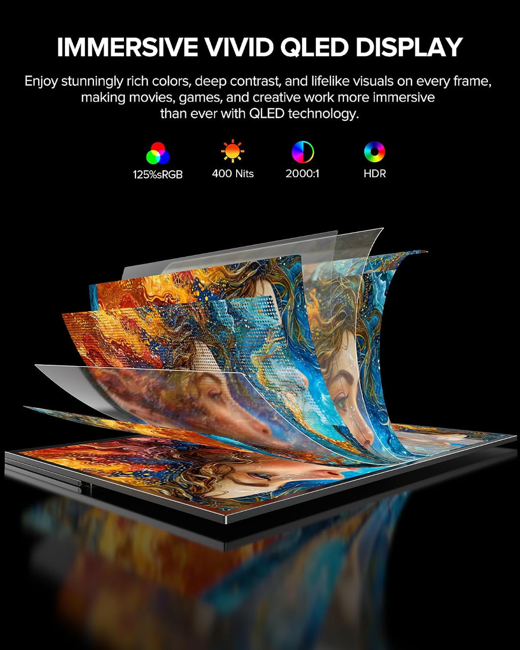 UPERFECT 24' 120Hz QLED Portable Touchscreen Monitor 1080P 125% sRGB 400Nits w/Stand & VESA, HDMI USB-C Travel Monitor for Laptop/Gaming Devices/Phone/Mini PC, External Second Screen for Gaming & Work