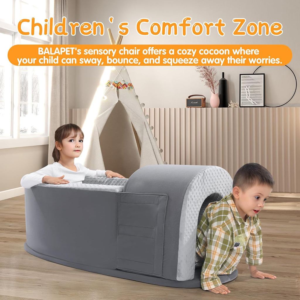 BALAPET Large Sensory Chair for Kids, High-Density Foam Sensory Soft Peapod with Extra Cover, Multifunctional Peapod Sensory Chair for Kids Children