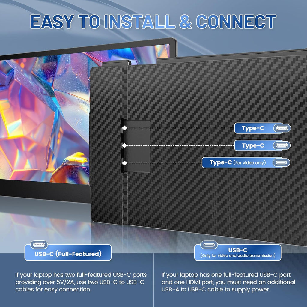 Teamgee 14.2' Laptop Screen Extender, FHD 1080P IPS Portable Monitor for Laptop, Triple Screen Monitor Extender Compatible with 13'-17' Laptops, HDMI/USB-A/C Plug-Play for Windows, Mac, Android