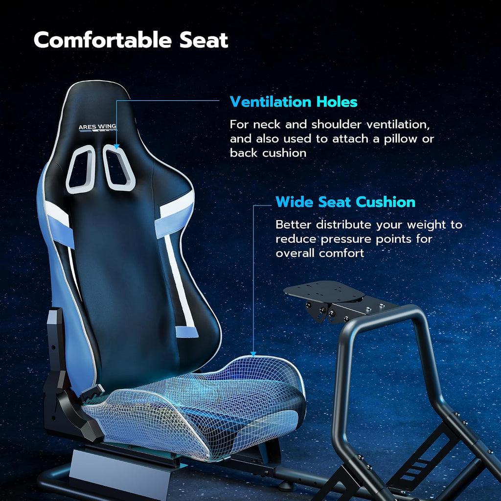 ARES WING Sim Racing Cockpit, Racing Wheel Stand with Seat, Formula and GT Racing Simulator Cockpit Compatible with Fanatec, Thrustmaster, Logitech, Moza Racing Games on PS5, PS4, Xbox and PC