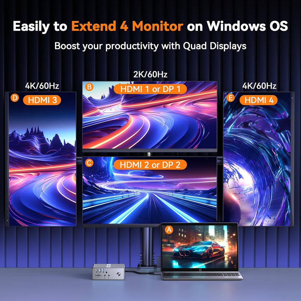 TobenONE 𝗗𝗶𝘀𝗽𝗹𝗮𝘆𝗟𝗶𝗻𝗸 𝗗𝗿𝗶𝘃𝗲𝗿 𝗥𝗲𝗾𝘂𝗶𝗿𝗲𝗱 Docking Station, Supports 3 Monitors, 10Gbps USB, 120W Power Supply, 18W Charging for Phone, Gigabit Ethernet, Audio,Compatible with macOS
