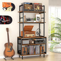 ikkle Record Player Stand with Vinyl Storage Shelf, 5-Tier Large Record Player Table with Storage Rack, Turntable Stand Vinyl Record Cabinet Organizer for Living Room Bedroom, Holds Up 400+ Albums