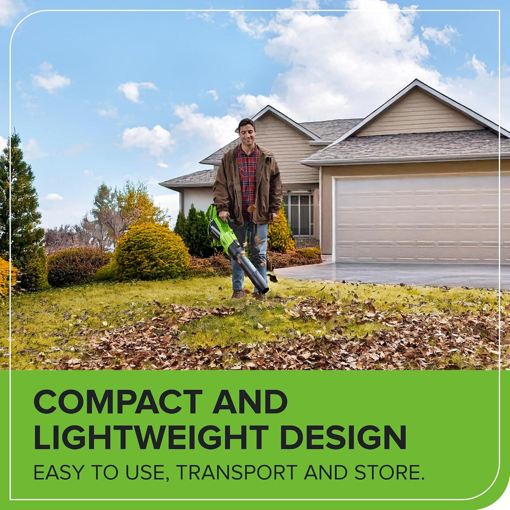 Greenworks 40V (730 CFM / 190 MPH) Cordless Leaf Blower with High Power Brushless Motor, Lightweight Backyard Cleaner for Fast Debris Removal, Includes 5.0Ah Battery & 5A Rapid Charger