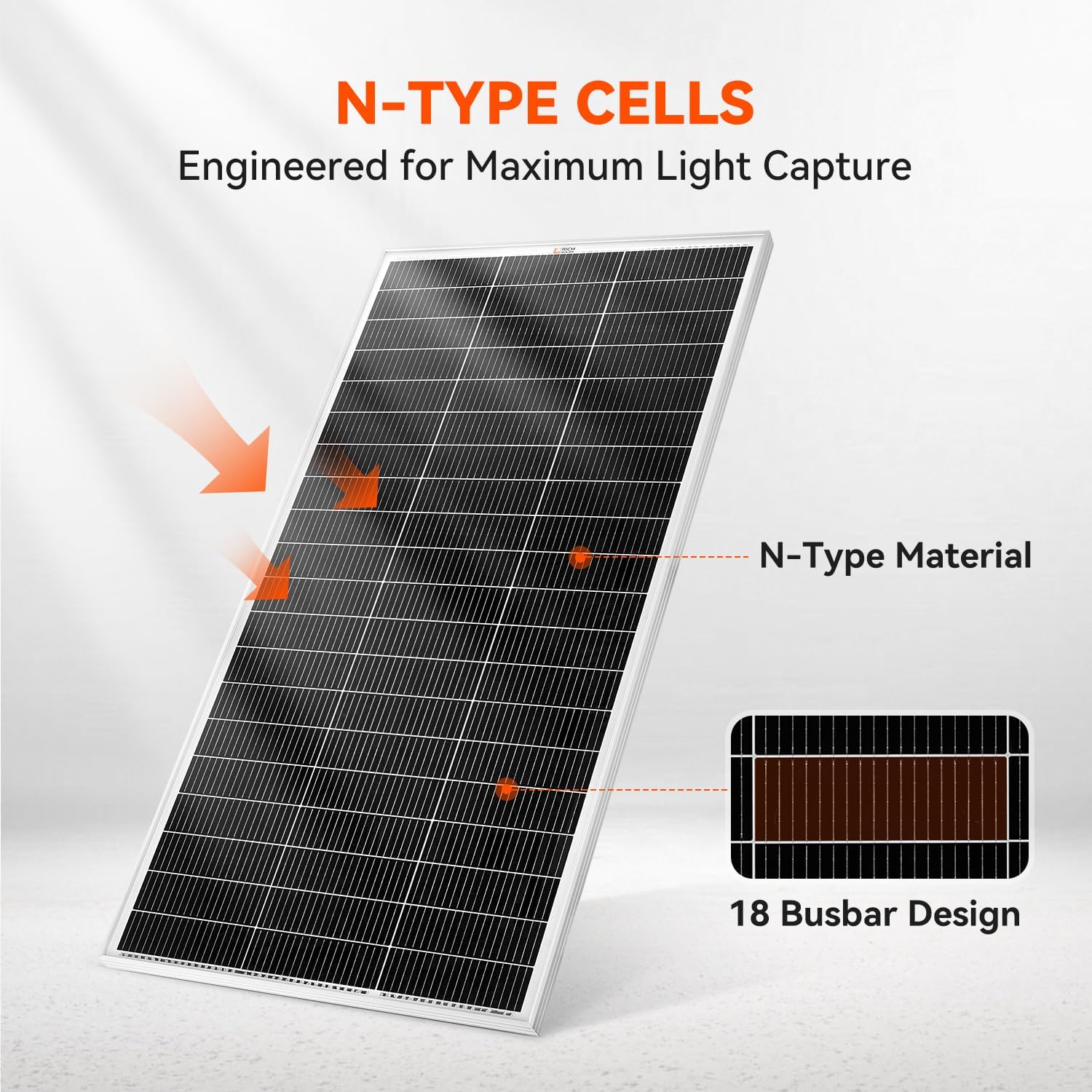RICH SOLAR 200 Watt 24 Volt 9BB Cell Monocrystalline Solar Panel High Efficiency Solar Module for RV Trailer Camper Marine Off Grid