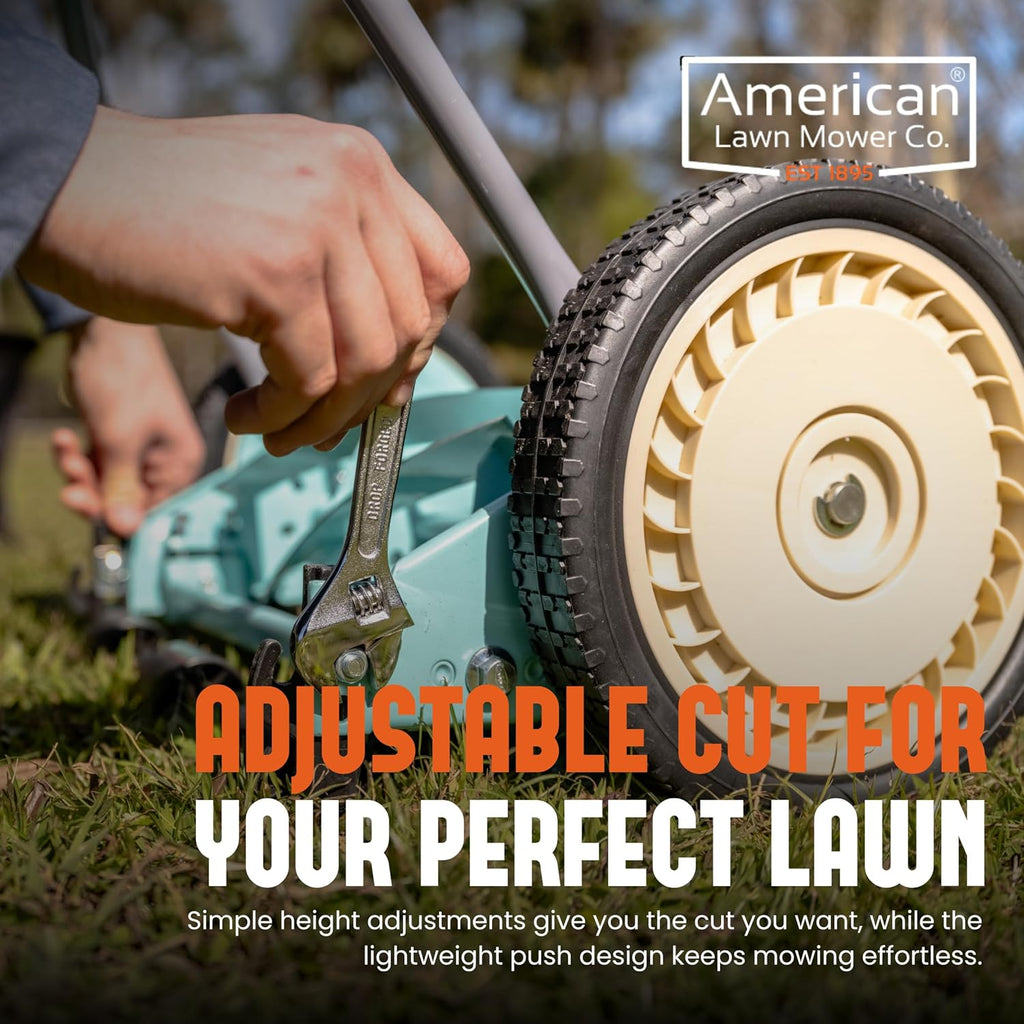 American Lawn Mower Company 1304-14GC 14-Inch 5-Blade Push Reel Lawn Mower with Grass Catcher, Mint