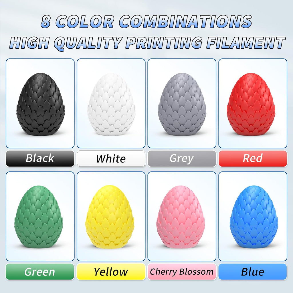 PINBALL PLA 3D Printer Filament 1.75mm Multi-Color Filament 3D Printing PLA Filament Dimensional Accuracy +/- 0.02mm Suitable for Most FDM 3D Printers 8 KG 8 Colors