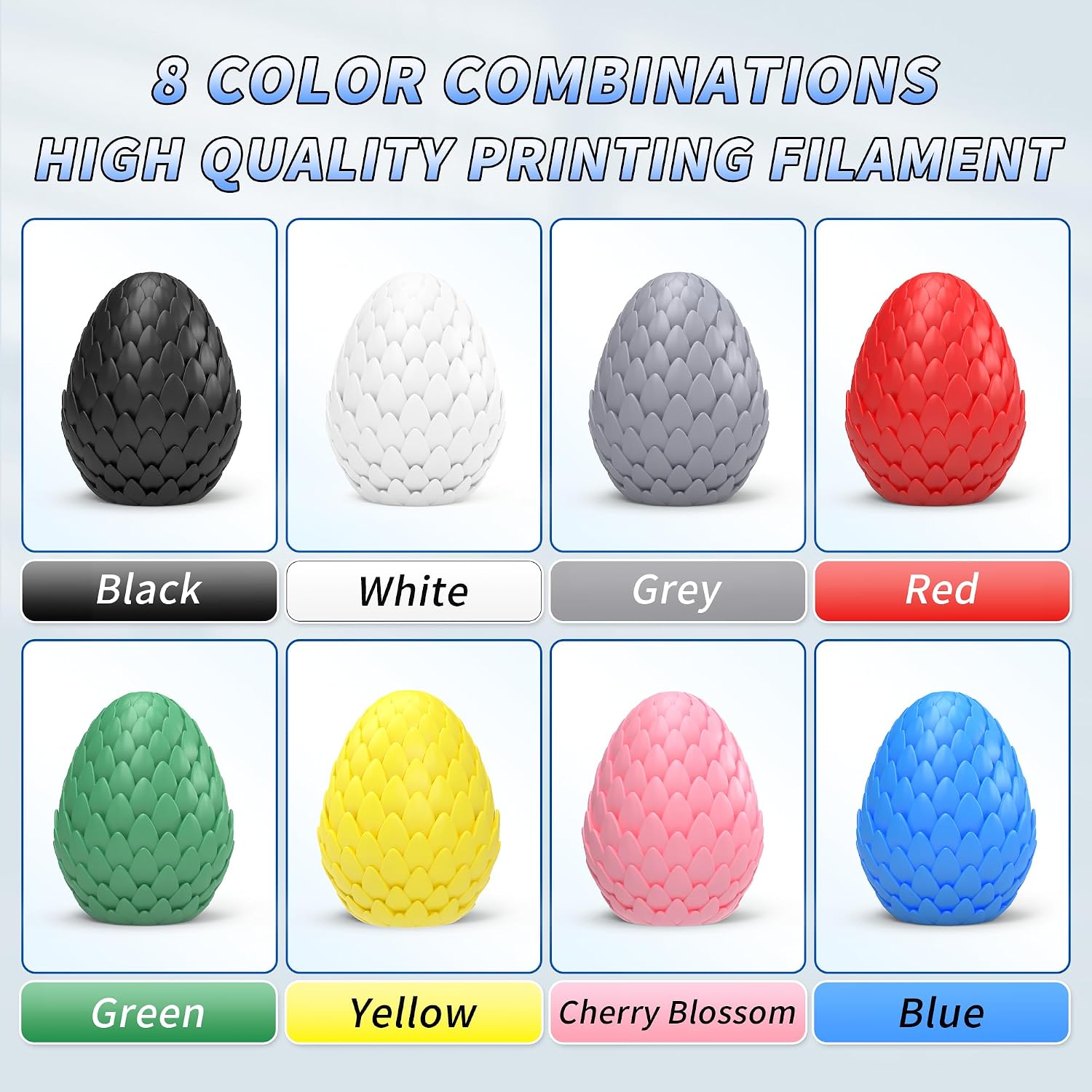 PINBALL PLA 3D Printer Filament 1.75mm Multi-Color Filament 3D Printing PLA Filament Dimensional Accuracy +/- 0.02mm Suitable for Most FDM 3D Printers 8 KG 8 Colors