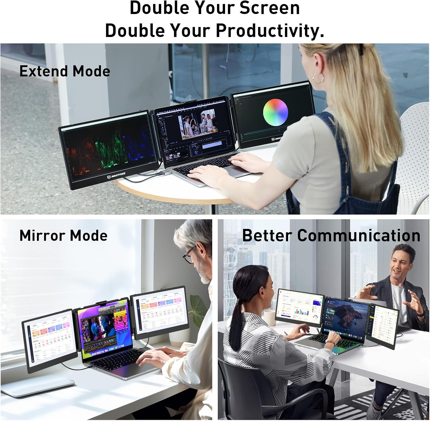 TXV Laptop Screen Extender – 14' Portable Monitor for Laptop, Full HD 1080P IPS Display, USB-C & HDMI, Dual Speakers, 72% Color Gamut, for Work, Travel, Gaming