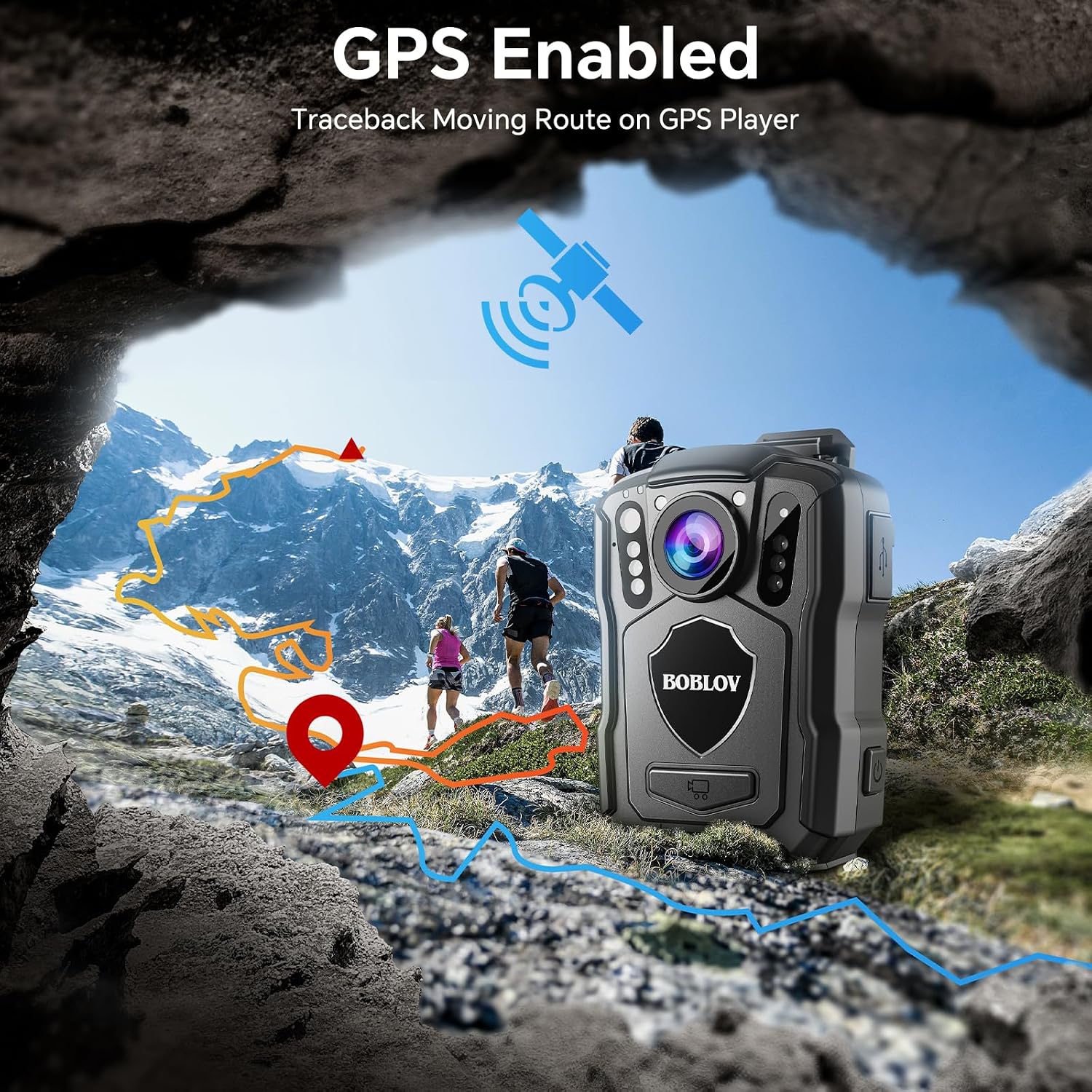 BOBLOV M5 2K Police Body Camera, GPS Enabled &1440P Body Mounted Cam, 64G Body Cam Built-in 4200MAH Battery,12Hours Record, IP67 Waterproof, Night Vision Law Enforcement with Car Suction Mount