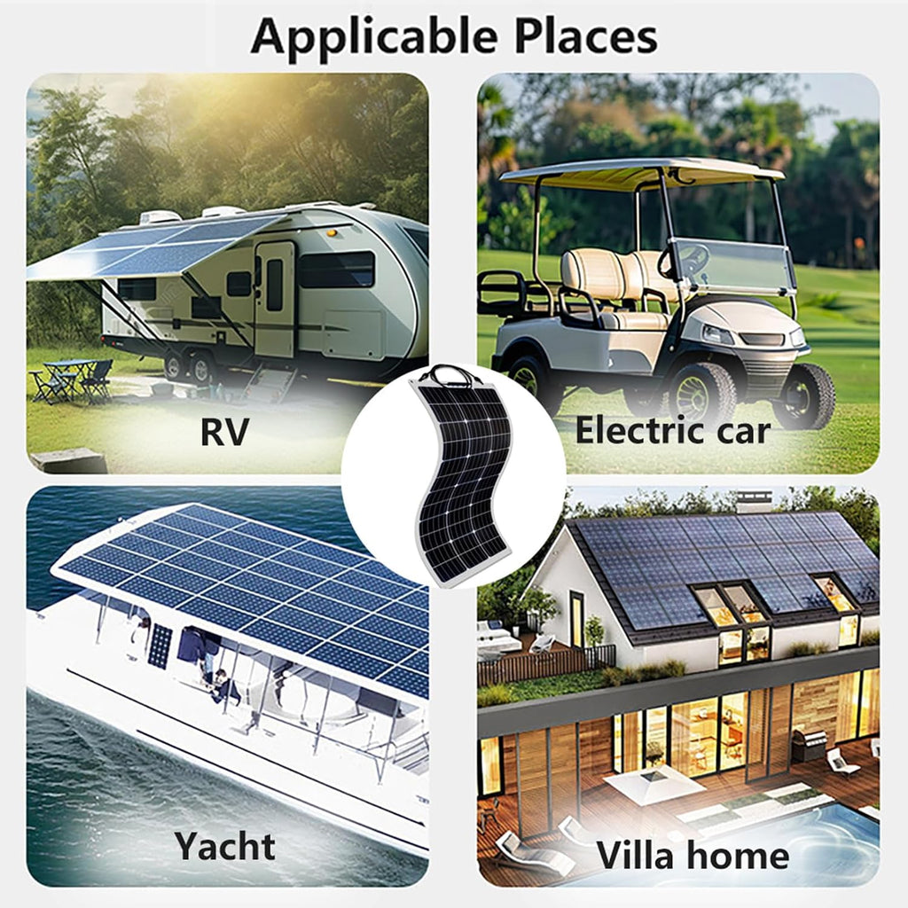 300W 12V Monocrystalline Solar Panel Kit High Efficiency Monocrystalline PV Modules Semi-Flexible Solar Panels with 40A Charger Controller for RV Camper Boat Off-Grid System 5 * 300W