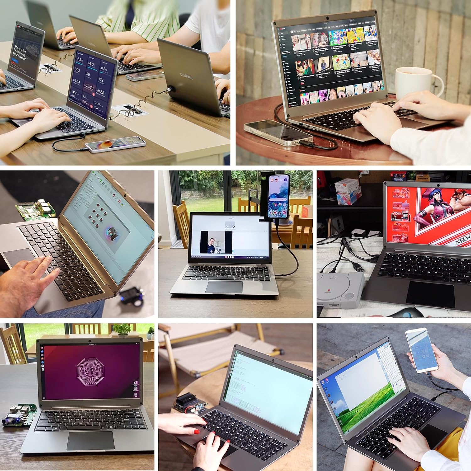 ELECROW Portable Monitor with Keyboard, 14 Inch Lapdock Display with Built-in Battery & RPi5 Adapter, 1080P FHD IPS USB C Computer Monitors Compatible with Raspberry Pi, PC, Phone, Mac, Game Console